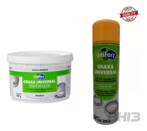 Unifort Graxa Branca Rolamentos 500g + Graxa Universal Spray