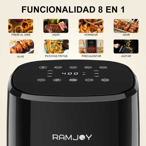 Ramjoy RAF-350 freidora de aire de 3.5L de galón compacta color negro