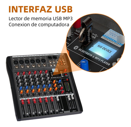Depusheng Dx6 Consola Mezcladora Profesional De 6 Canales