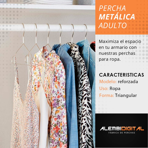 Pack X 50 Perchas Slim Metal Inox Reforzada Cromada Premium