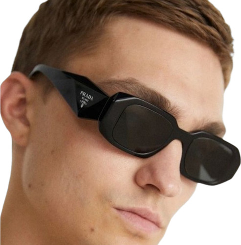 Óculos Prad Óculos De Sol Unisex + Case Pr17ws Lançamento Preto Luxo Triangular Uv400