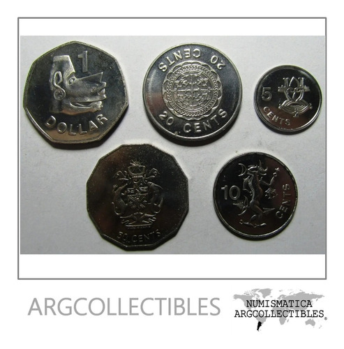 Islas Salomon Set De 5 Monedas 2005 Unc Sin Circular