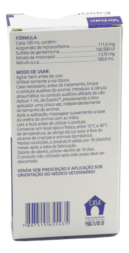Imagem 5 de 9 de Solução Easotic De Tratamento Otológico Cães 10ml - Virbac