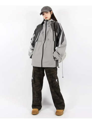 Chaqueta Cortavientos Con Capucha Y Bloques De Color Para Ho