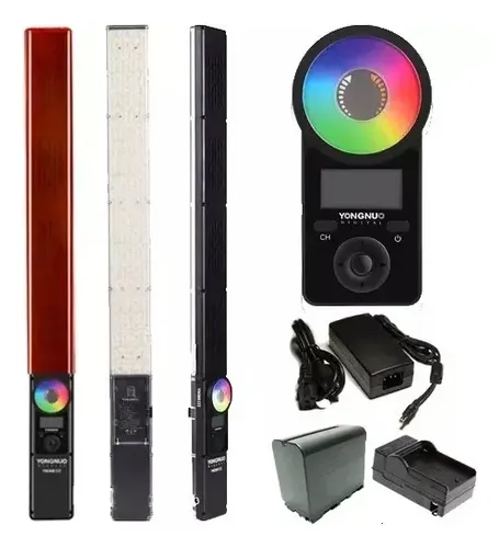 Iluminador Led Bastão Yn360 Iii +1 Bat F970 + Carreg + Fonte Estrutura Preto Luz Branco-quente/RGB