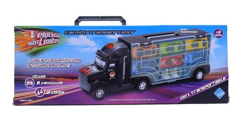 Imagen 7 de 10 de Camion Valija Porta Autos + 6 Autos Y 2 Cono Duende Azul Ful