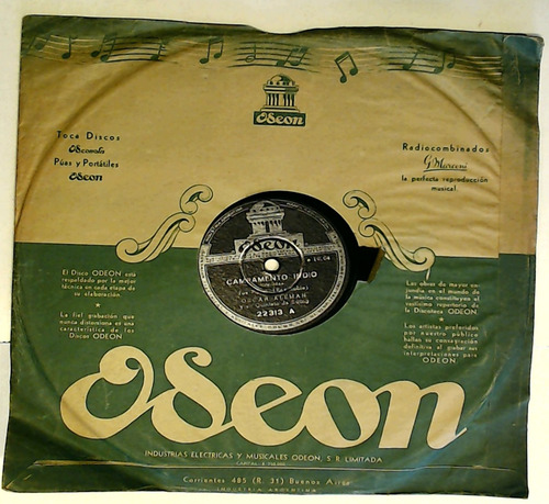 Oscar Aleman Disco De Pasta 78 Rpm: Campamento Indio (Usado)