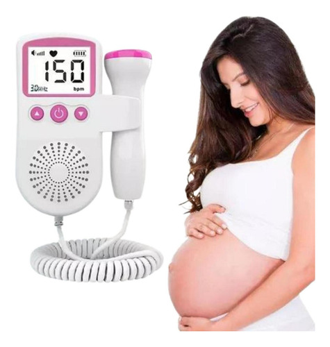 Monitor Fetal Doppler Para Ouvir Batimentos De Bebê Branco Cor Branco/rosa