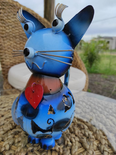 Imagen 2 de 3 de Gato Hojalata Artesanal Decorativo Hojalata P/sahumerio