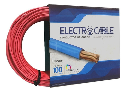 Cable Unipolar 6mm Rollo 100 Mts Electrocable Rojo