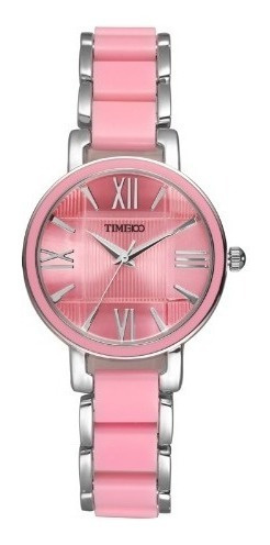 Relógio Feminino Time100, Rosa Simulado Pulseira De Cerâmica