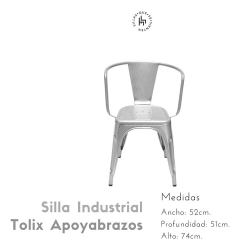 Silla De Comedor Metal Industrial De Diseño - Tolix Apoyabrazos X 2 Color de la estructura de la silla Gris