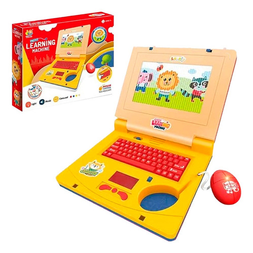 Notebook Brinquedo Laptop Computador Infantil Musical Luz Cor Amarelo