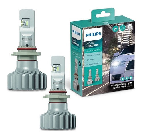 Kit Led Hb3 Philips Ultinon 12v 6200k 160% + Par T10 Philips