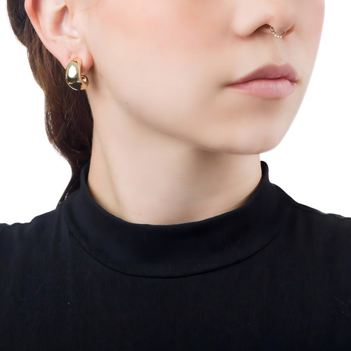 Aretes Coqueta Broquel Abierto 10mm Chapa De Oro 18k Color Dorado