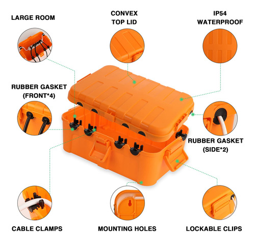 Caja Electrica Para Exteriores Ip54 32x22x13 Cm Naranja