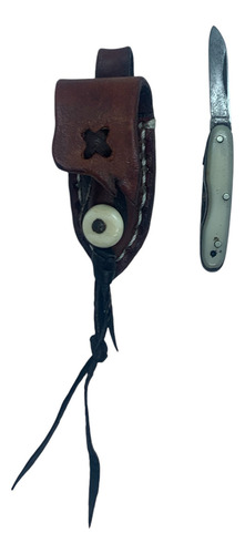 Navaja Miniatura Imperial C/funda Artesanal Para Dije Mango Modelo 1 Blanco Nacarado