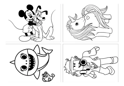 Kit 200 Desenhos Para Colorir / Pintar - Tema Unicórnio - Folha A4