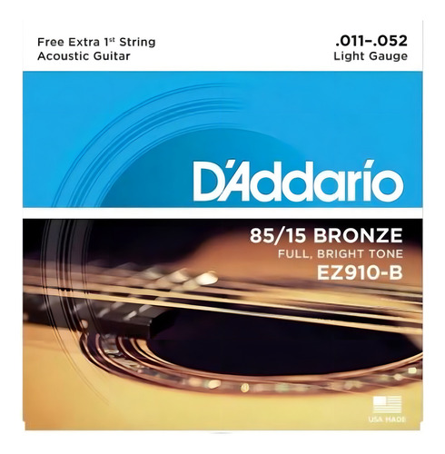 D'addario Ez910b Encordoamento 011/052 Para Violão Aço