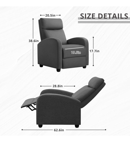 Silla Reclinable Ajustable Sofá Cine En Casa Gris Aurora