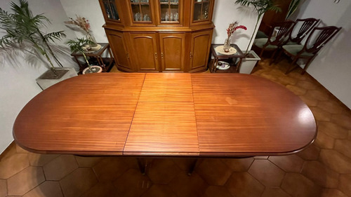 Juego De Mesa Extensible Y 8 Sillas Con Cabezales Inglés Marrón Liso (Usado)