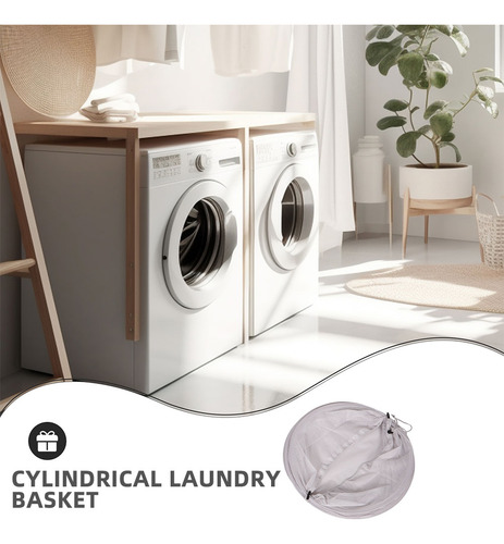 Cesto De Ropa De Malla Plegable Con Cordón Transpirable L