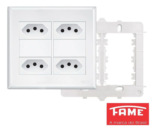 8un Tomada Padrão Quádrupla 20a 4x4 Com Placa Evidence Fame