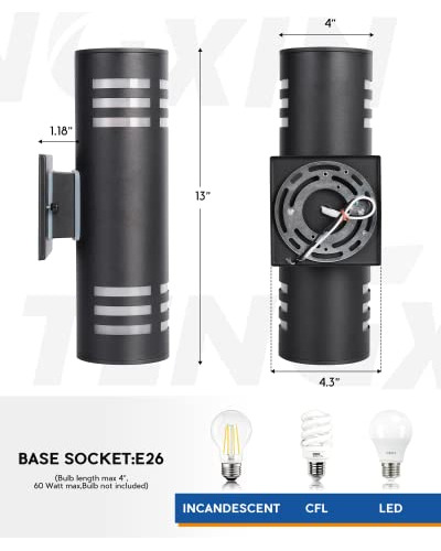 Tengxin Lámpara De Pared Exterior Para Exteriores, Cilindro