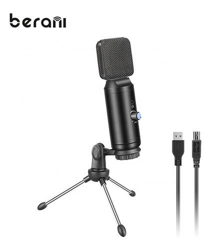 Imagen 2 de 6 de Microfono Condensador Usb Pc Laptop Estudio Postcast Trípode
