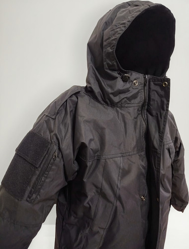 Campera Táctico Tipo Goretex Negro Impermeable C/polar In