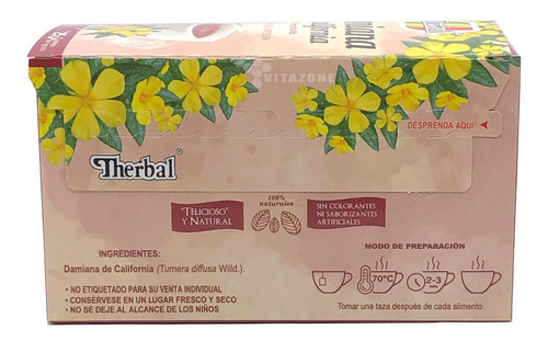Imagen 2 de 3 de Té Damiana De California 25 Sobres Therbal