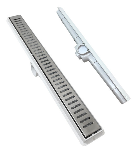 Ralo Linear Aberto 5cm X 50cm Inox Com Tela E Cocho Branco