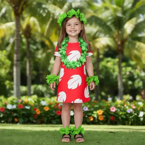 Disfraz De Princesa Hawaiana Loli Para Niñas Ropa De Danza Y Performance Vestido De Fiesta Con Falda Puff De Malla Para Niñas Edad 3-6 Años