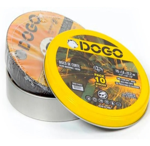 Pack 10 Discos Corte Amoladora 115mm 4,5 Dogo 1.6 Mm + Lata