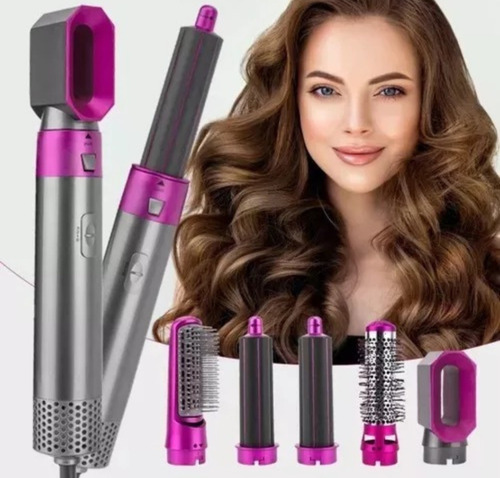 Cepillo Secador 5 En 1 + Tenaza Rizadora Multifuncional Set