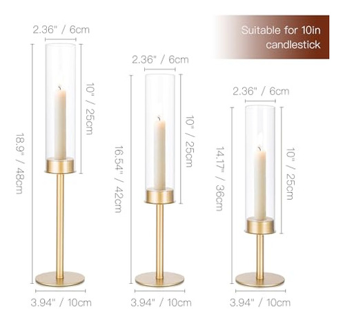Portavelas Cónicos Para Mesa De Boda, Juego De 3 Velas Altas