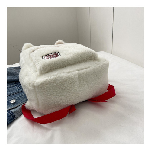Mochila De Peluche Versátil De Hello Kitty Student Sweet Sty Color Blanco Diseño De La Tela Liso