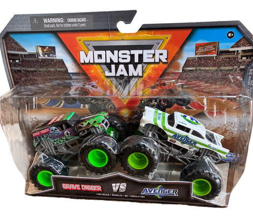 Hot Wheels Monster Jam Doble Grave Digger Vs Avenger Truck Negro