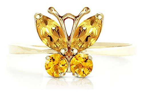 Anillos Bisutería - 14k Solid Gold Citrine Butterfly Ring - 