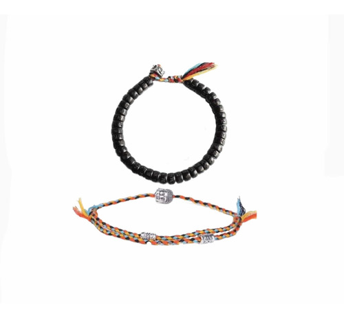 Set Pulsera Tibetana Protección, Abundancia Y Pulsera Buda Diámetro 18 Cm