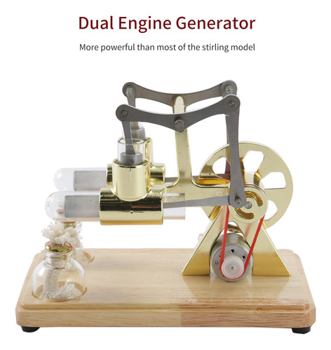 Kit De Motor Stirling Modelo Dual Con Luz Led Para Educación