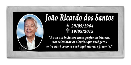 Placa 10x25 Porcelana Moldura Alumínio Para Jazigo Tumulo