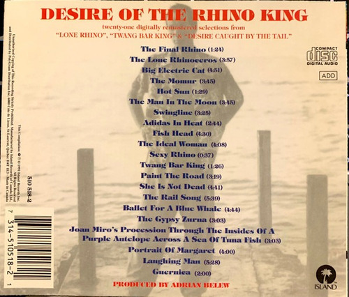 Adrian Belew - Desire Of The Rhino King - Cd (Usado)