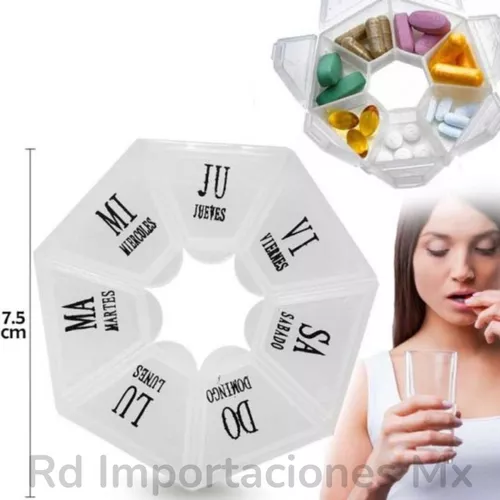 Pastillero Semanal 7 Espacios Organizador Medicamentos