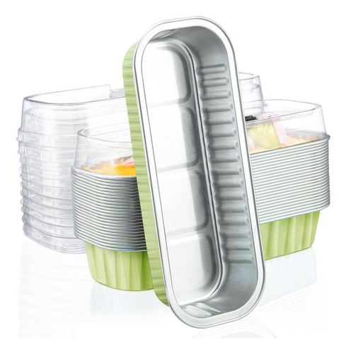 Moldes De Aluminio Eusoar Con Tapas, 25 Unidades, 6,8 Oz, 6,