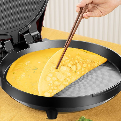 Crepera Eléctrica Antiadherente Doble Bistec Pizza 30cm Color Verde