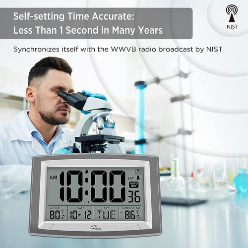 Reloj Atomico Wallarge, Digital, P/ Temperatura Int Y Ext