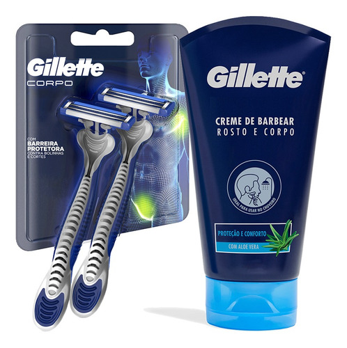 Pack Afeitado Cuerpo Gillette Máquina Desechable X 2ud+crema