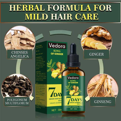 Aceite Para El Crecimiento Del Cabello Vedora King Of Ginger