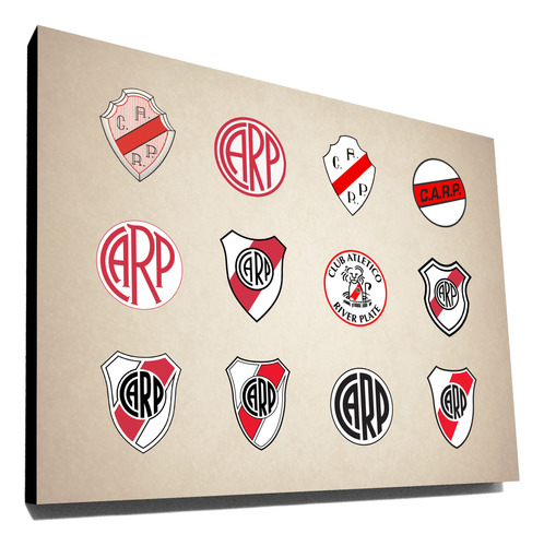 Cuadro De River Plate Con Escudos Históricos - 40x30 Cm